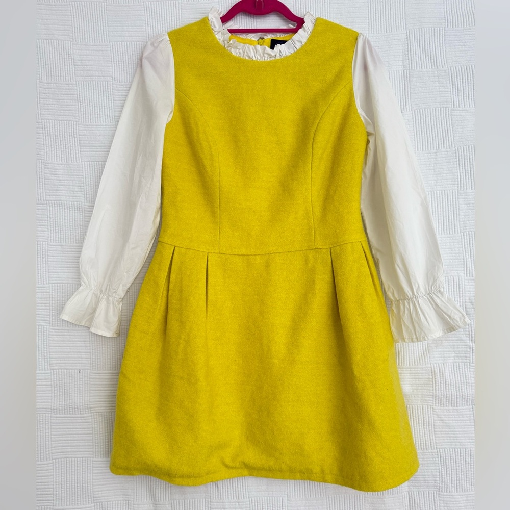 Yellow lime  Dress with White Sleeves